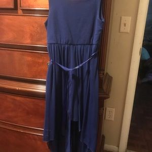 Blue formal dress with sash